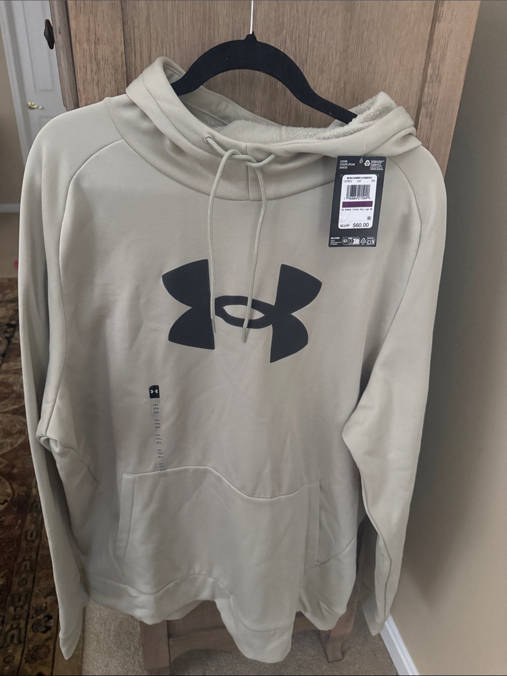 Under Armour Men’s Crewneck Pullover Hoodie - Sand/Black Logo